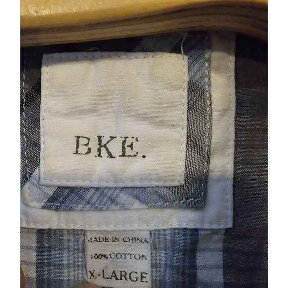 BKE Slim Fit Pearl Snap Button Up Shirt XL Long Sleeve Gray‎ Blue Plaid Western - Picture 5 of 5